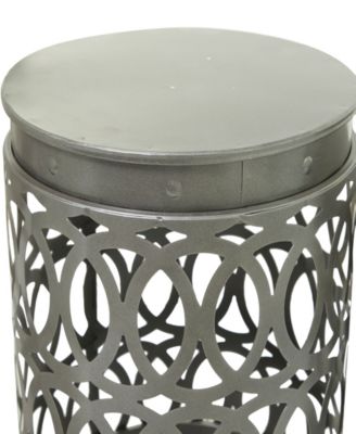 23", 19", 15" Metal Contemporary Geometric Accent Table with Laser Carved Trellis Design, Set of 3