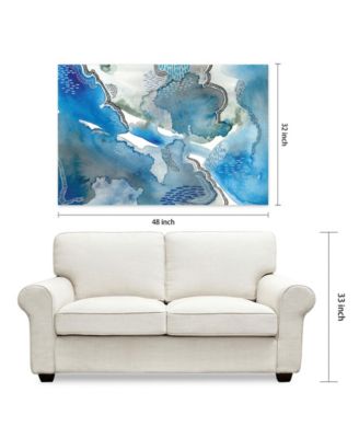 'Subtle Blues I' Frameless Free Floating Tempered Glass Panel Graphic Wall Art, 32" x 48"