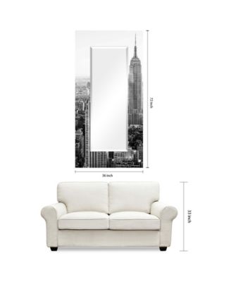 'My N.Y.' Rectangular On Free Floating Printed Tempered Art Glass Beveled Mirror, 72" x 36"