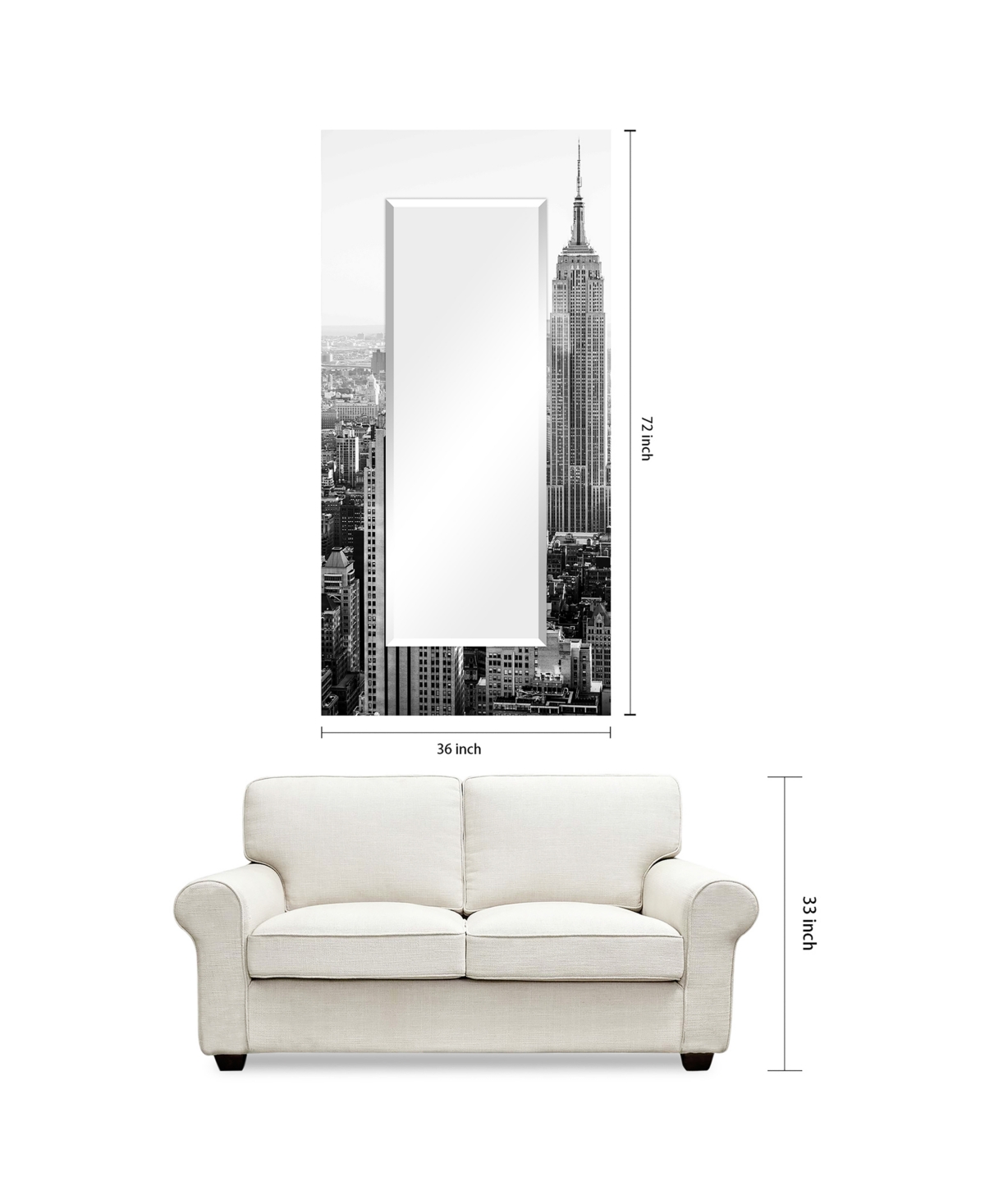 Empire Art Direct 'My N.y.' Rectangular On Free Floating Printed Tempered Art Glass Beveled Mirror,