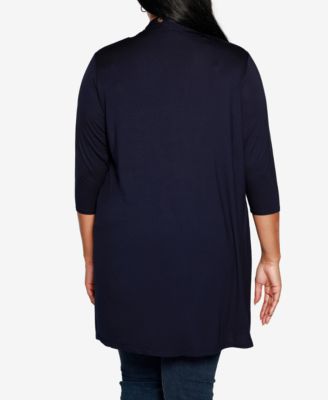Plus Size Grommet-Trim Duster Cardigan Sweater