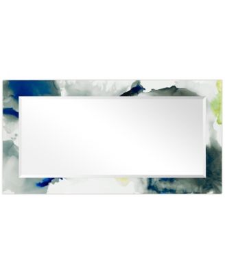 'Ephemeral' Rectangular On Free Floating Printed Tempered Art Glass Beveled Mirror, 54" x 28"