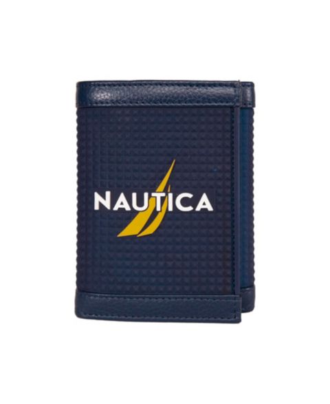 Nautica Men's Logo Rubber Leather Trifold Wallet