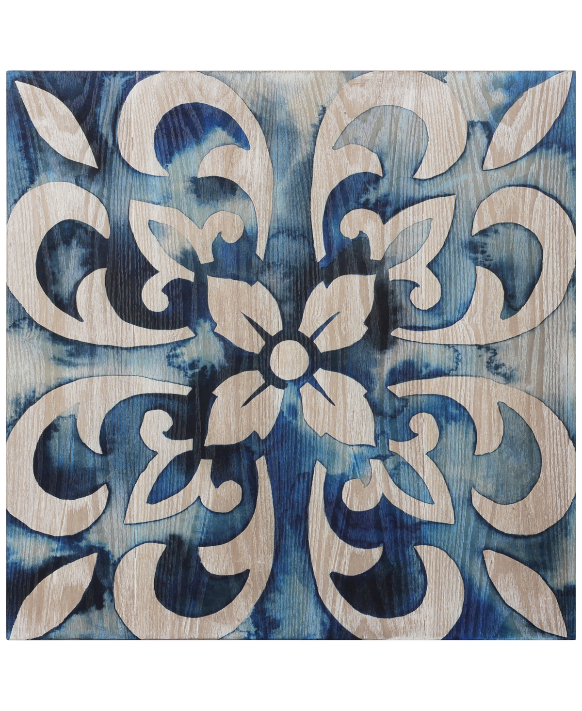 Empire Art Direct 'cobalt Tile Ii' Fine Giclee Printed Directly On Hand Finished Ash Wood Wall Art, 24" X 24" In Navy