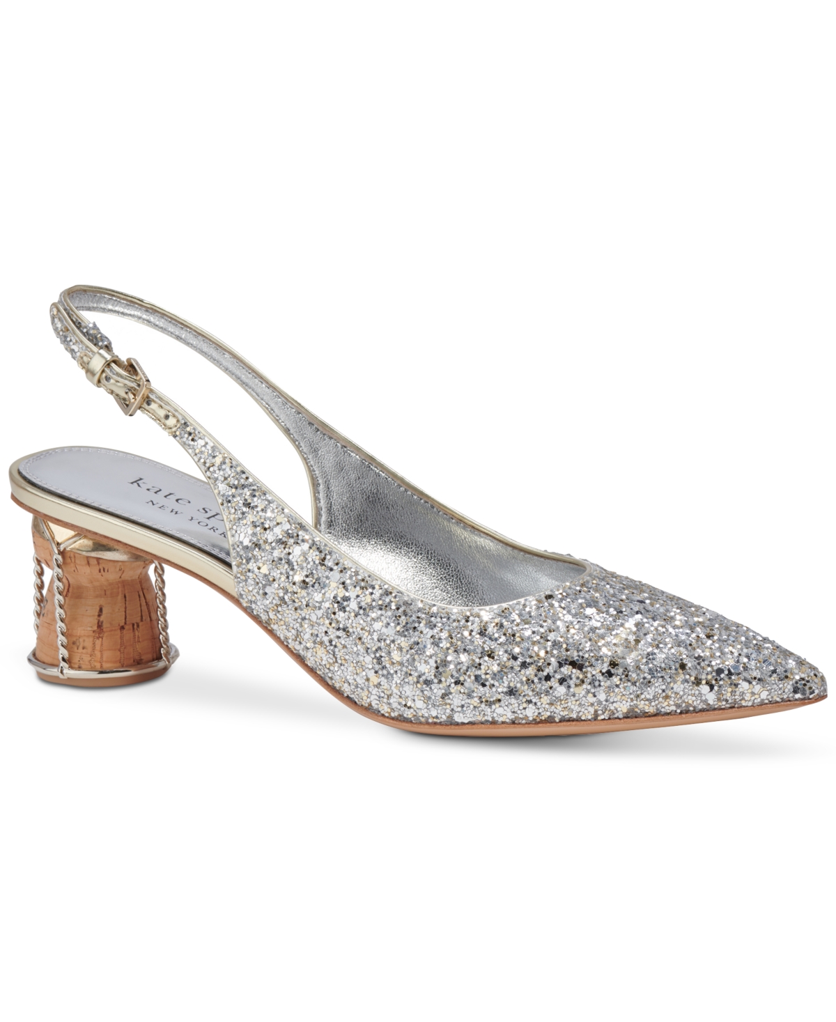 Women's Soiree Pointed-Toe Slingback Pumps - Gold, Silver