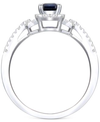 Lab-Grown Emerald (5/8 ct. t.w.) & Lab-Grown White Sapphire (1/5 ct. t.w.) Ring in Sterling Silver (Also in Lab-Grown Ruby & Lab-Grown Sapphire)