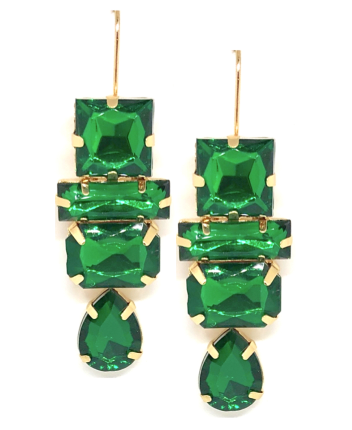 Accessory Concierge Women's Deco Gem Drop Earrings In Green