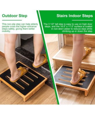 Wooden Portable One Step Stool With Non-Slip Rubber Stepping Surface, 440 Lbs Capacity
