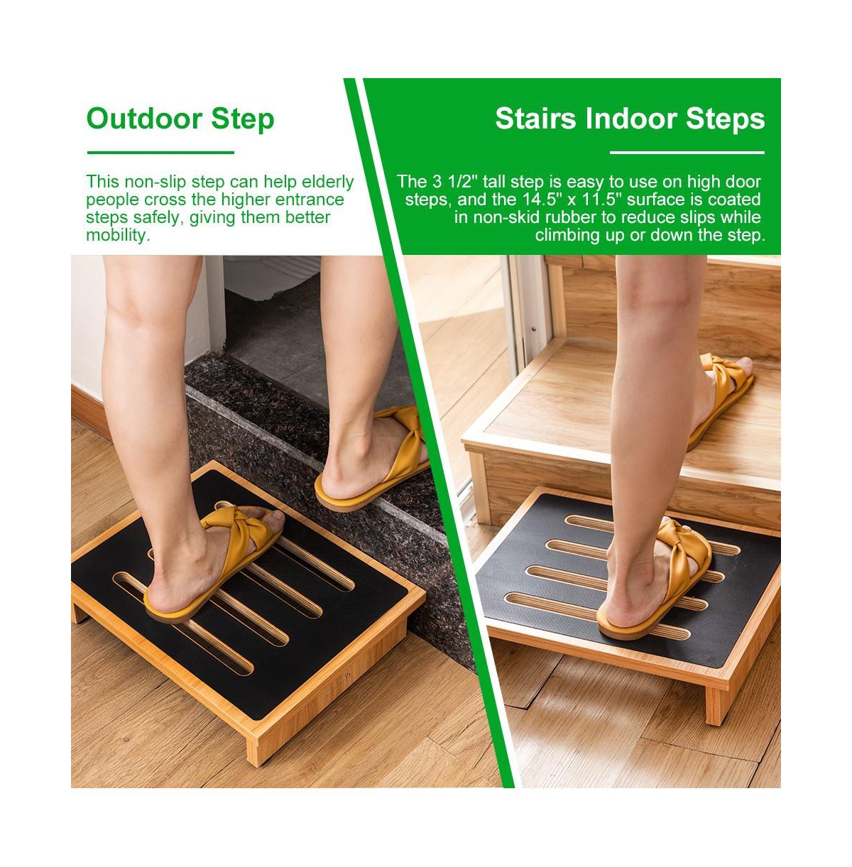 StrongTek Wooden Portable One Step Stool With Non-Slip Rubber Stepping Surface, 440 Lbs Capacity