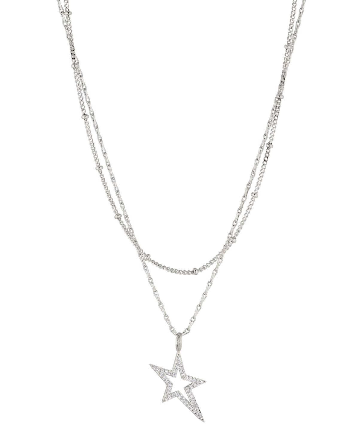 Double Layered Star Necklace in Silver-Tone Brass - Silver-Tone