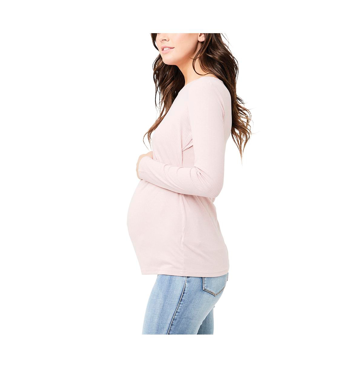 Ripe Maternity Maternity Tessa Long Sleeve Rib Up/Down Nursing Top- Dusty Pink