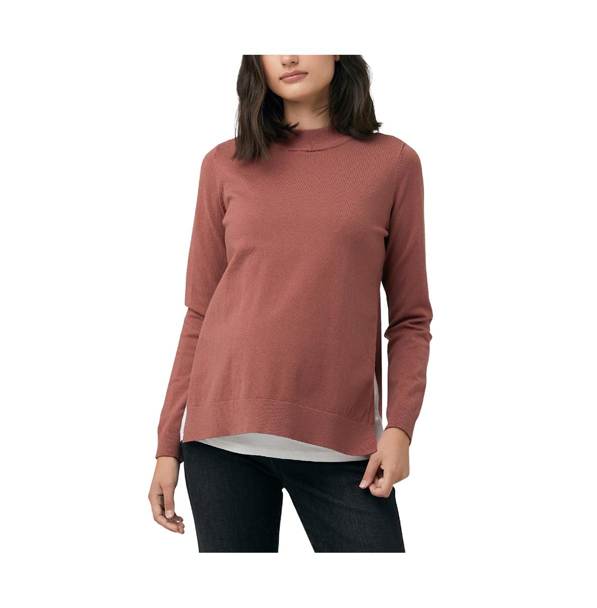 RIPE MATERNITY MATERNITY MORGAN SIDE SPLIT NURSING KNIT BLUSH