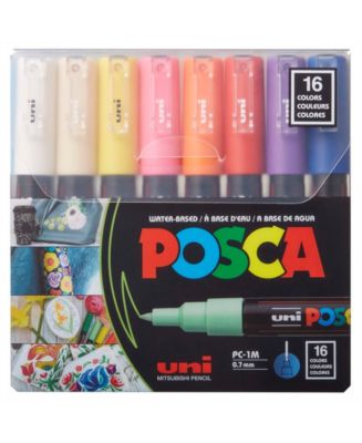 POSCA 16 Piece Color Paint Extra Fine Marker Set, 1 ml - Macy's