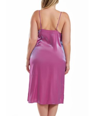 Skyler Plus Size Irredesant Satin Dress with Adjustable Straps