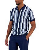 Alfani Men's Classic-Fit Wavy Stripe 1/4-Zip Sweater-Knit Polo Shirt