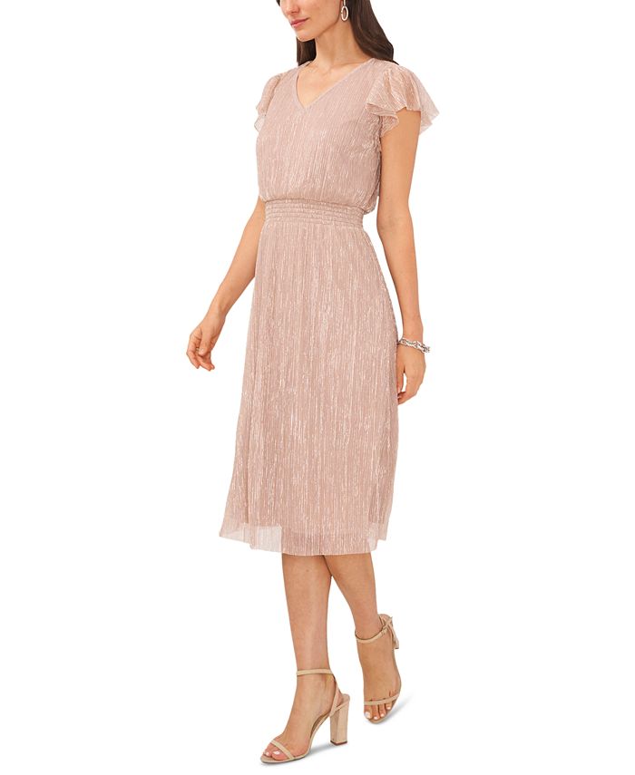 Smocked Short Flounce Sleeve Dress