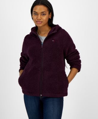 Tommy Hilfiger Women s Faux Sherpa Full Zip Hoodie Macy s