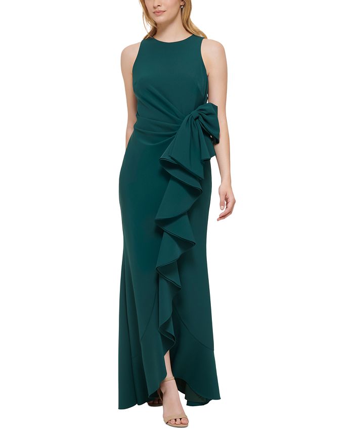 Eliza J Petite SideRuffledBow LagunaCrepe Sleeveless Gown Macy's