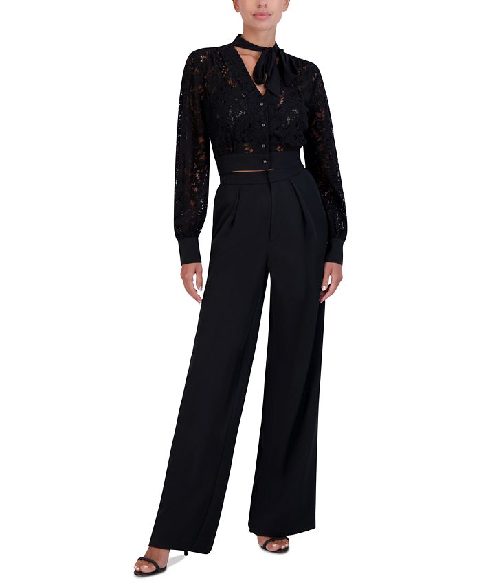 BCBGMAXAZRIA Women s Pleated Wide Leg Suit Pants Macy s