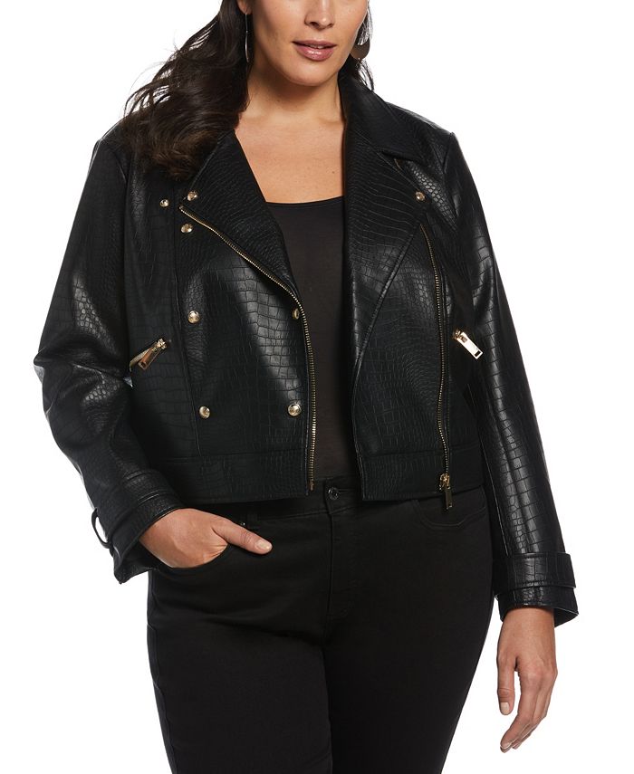 ELLA Rafaella Plus Size Faux Leather Moto Jacket & Reviews - Jackets ...