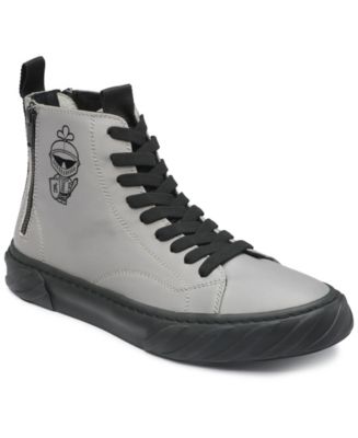 Karl Lagerfeld Men's Double Zip Hi Top with Side Logo on Sole