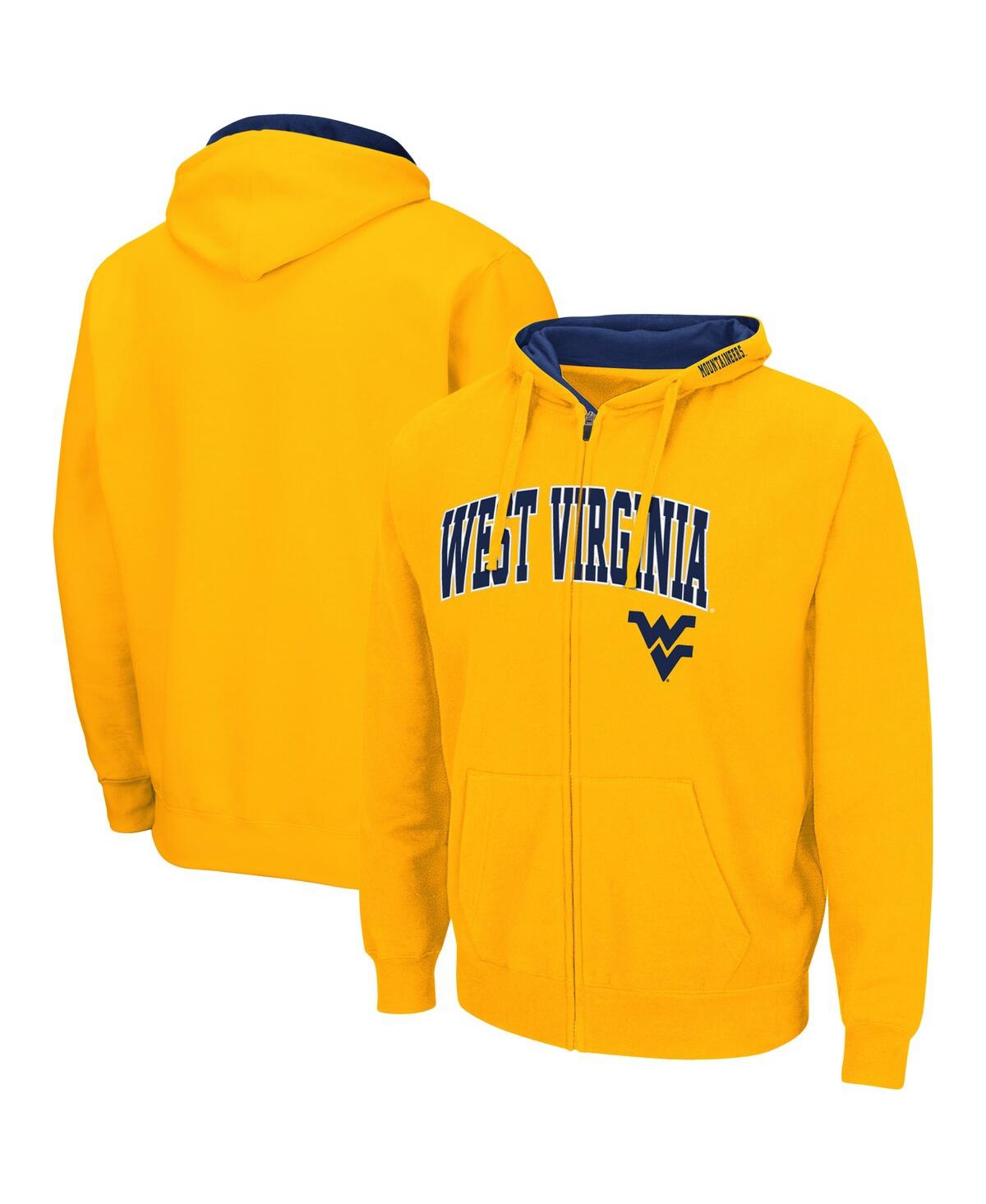 COLOSSEUM MEN'S COLOSSEUM GOLD WEST VIRGINIA MOUNTAINEERS ARCH & LOGO 3.0 FULL-ZIP HOODIE