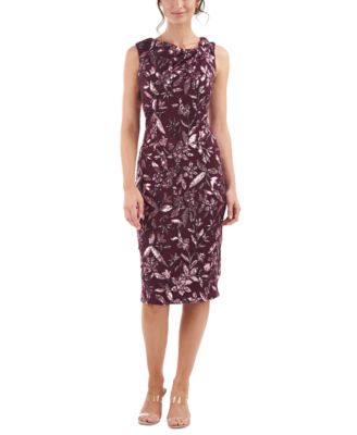 JS Collections - Women's Sequin-Print Sleeveless Sheath Dress