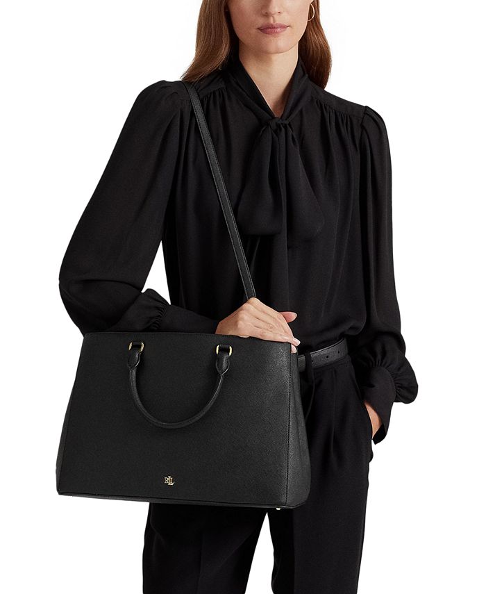Lauren Ralph Lauren Crosshatch Leather Large Hanna Satchel Macy's