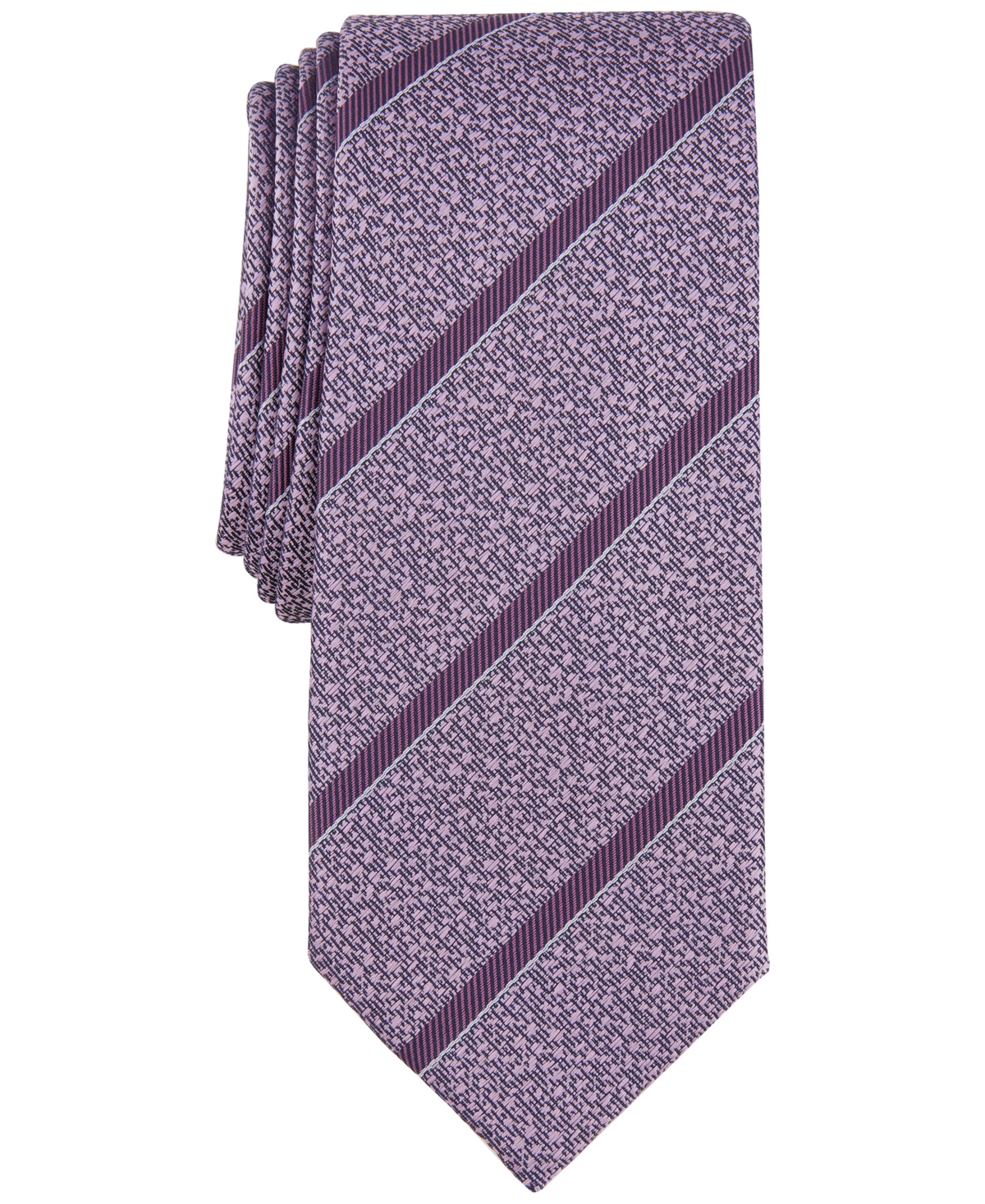 Alfani Men's Slim Stripe Tie, Created For Macy's In Dusty Pink