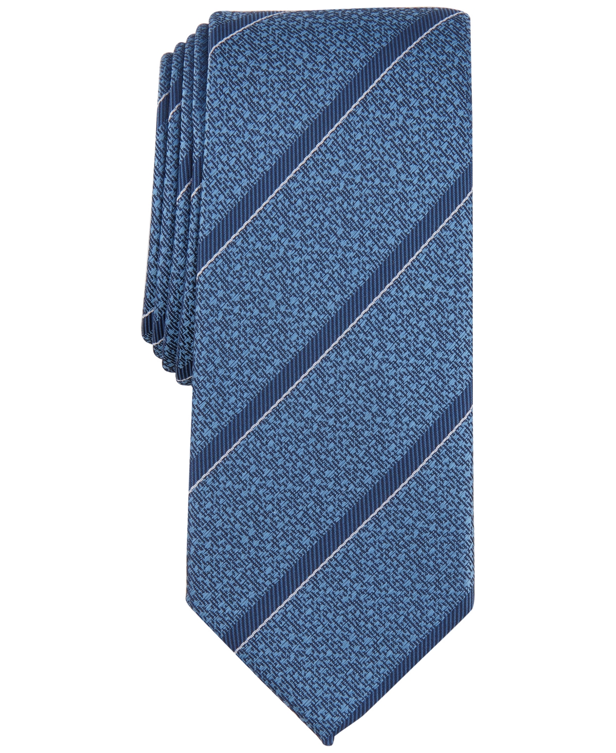 Alfani Men's Slim Stripe Tie, Created For Macy's In Indigo