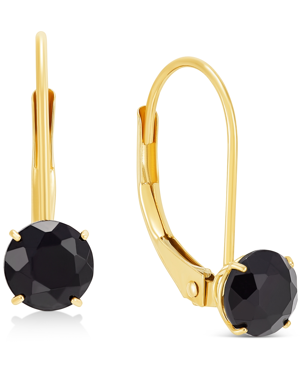 Macy's Onyx Solitaire Leverback Drop Earrings In 14k Gold
