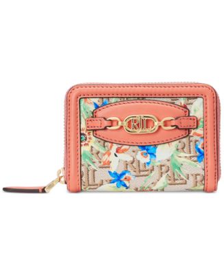 特価！Polo Ralph Lauren Floral Monogram Jacquard Zip Wallet Monogram Jacquard Zip Wallet