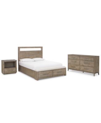 Intrigue Bedroom 3-Pc. Set (Queen Storage Bed, One-Drawer Nightstand & Dresser)