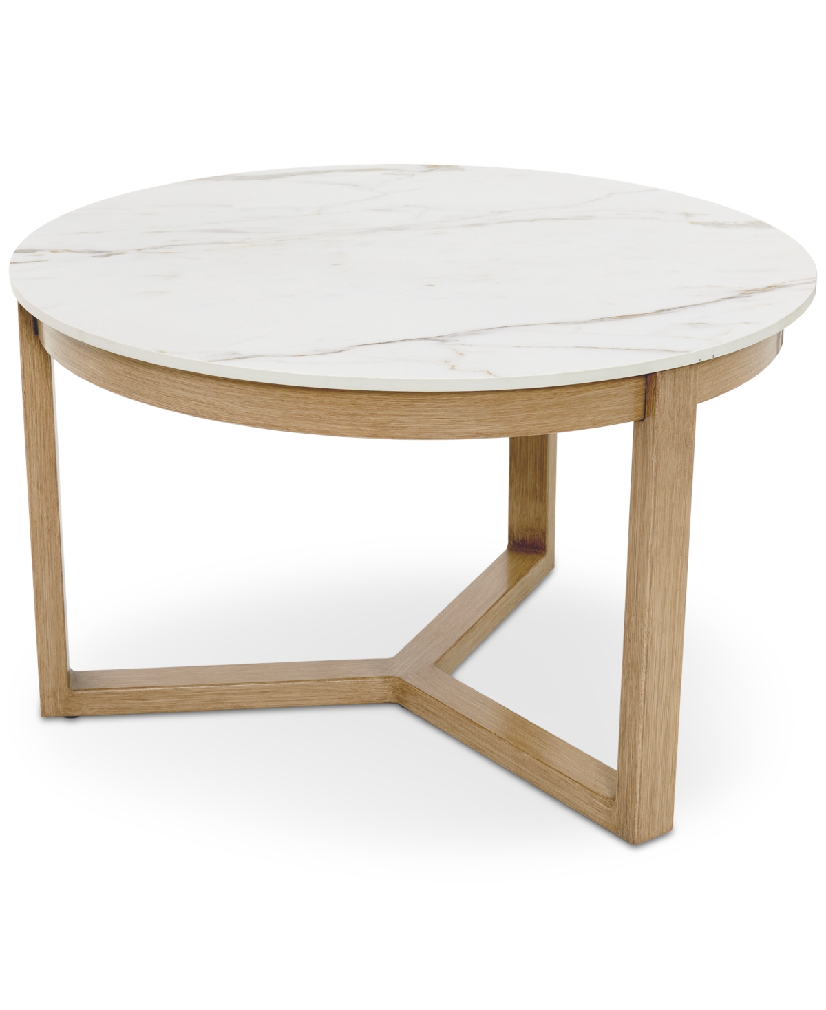 Agio Reid Outdoor 30" Round Porcelain Top Nesting Table, Created For Macy's In Light Beige