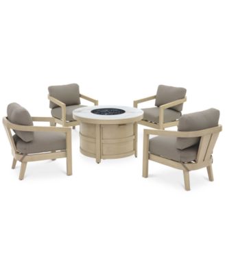 Reid Outdoor 5-Pc. Chat Set (1 Fire Pit & 4 Club Chairs), Created for Macy's
