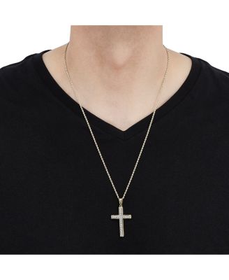 Men's Lab Grown Diamond Cross 22" Pendant Necklace (1 ct. t.w.) in 10k Gold & White Gold