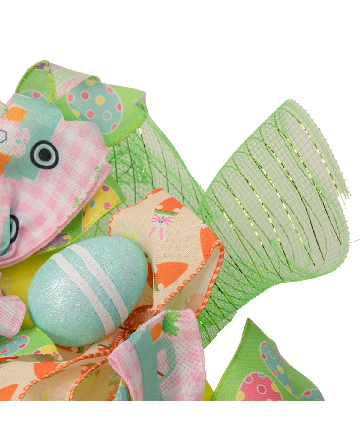 Northlight 22" Pastel Easter Egg and Ribbons Wreath Unlit