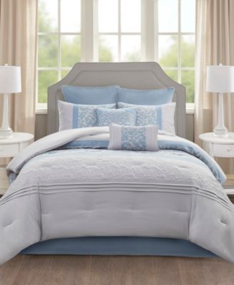 510 Design Ramsey - Set Letto 8 Pezzi Ricamato, Microfibra Neutra, California King