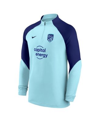 Men's Light Blue Atletico de Madrid Strike Drill Performance Raglan Quarter-Zip Long Sleeve Top