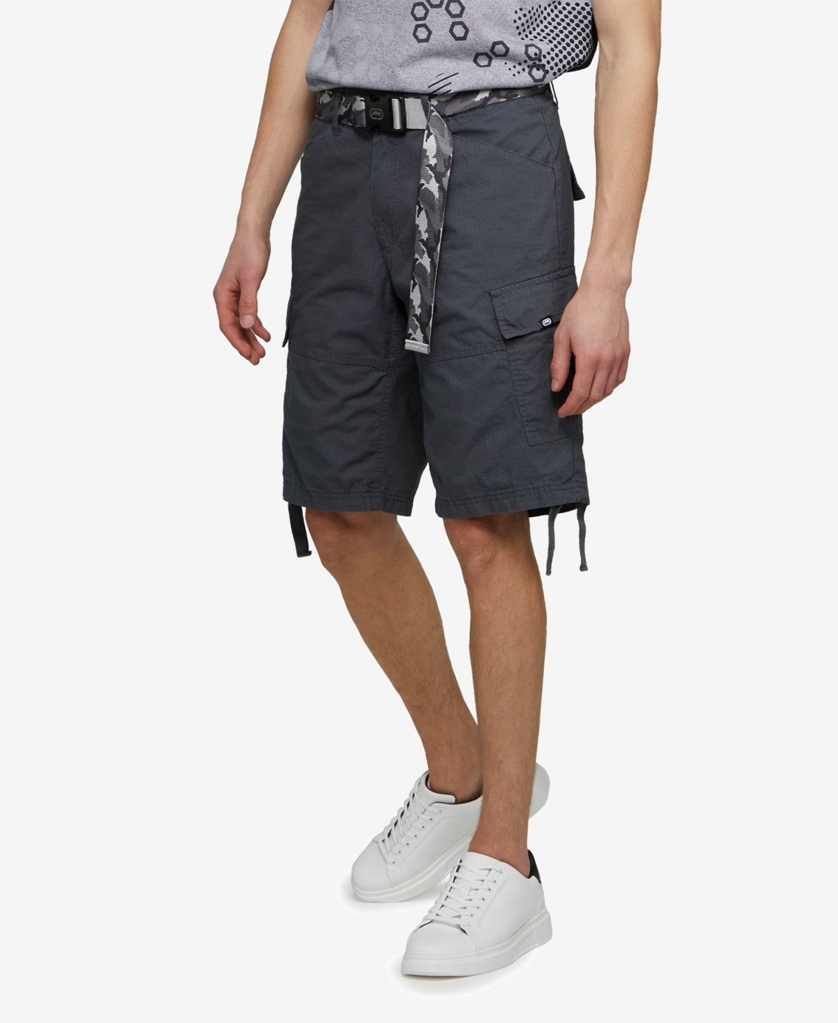 Ecko Unltd Men's Recon-Go Belted Cargo Shorts - White | Smart Closet