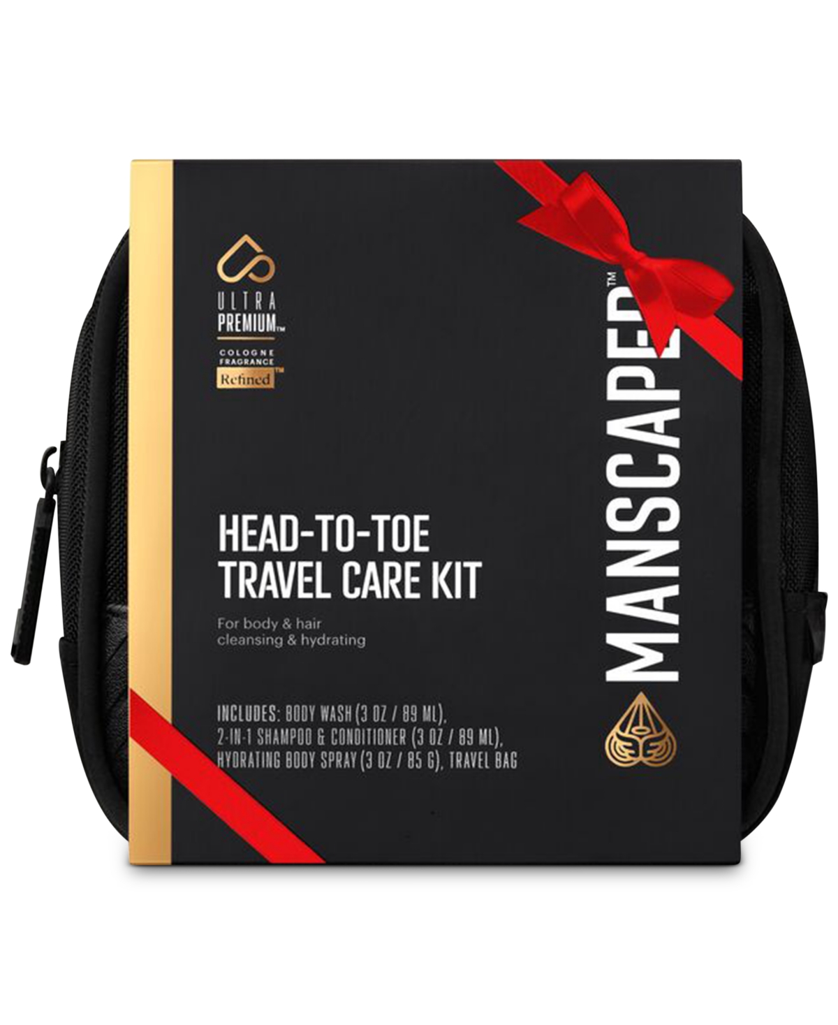 Manscaped 3 Pc Ultrapremium Head-to-toe Travel Care Kit In Black
