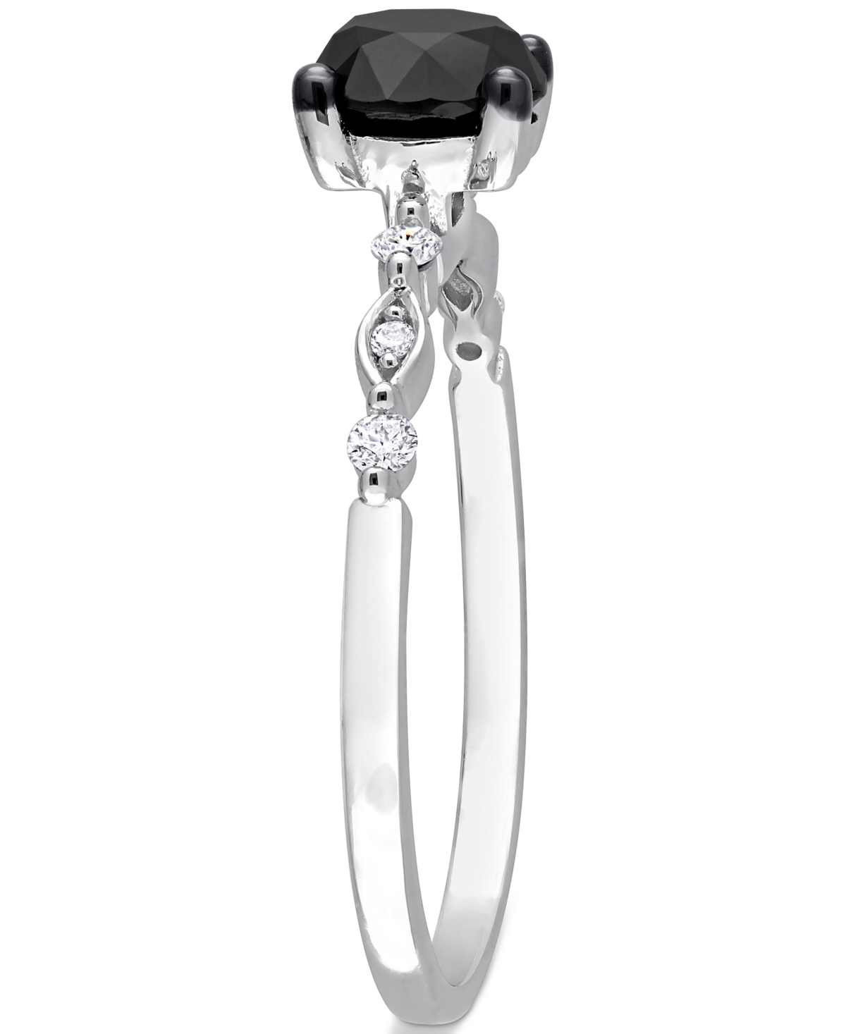Black Diamond (1 ct. t.w.) & White Diamond Accent Engagement Ring in 14k- White Gold
