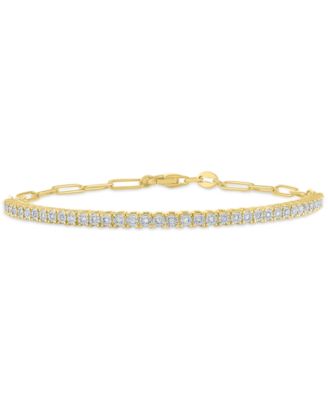 2-Pc. Diamond & Paperclip Link Bracelets (1/4 ct. t.w.) in 14k Gold-Plated Sterling Silver