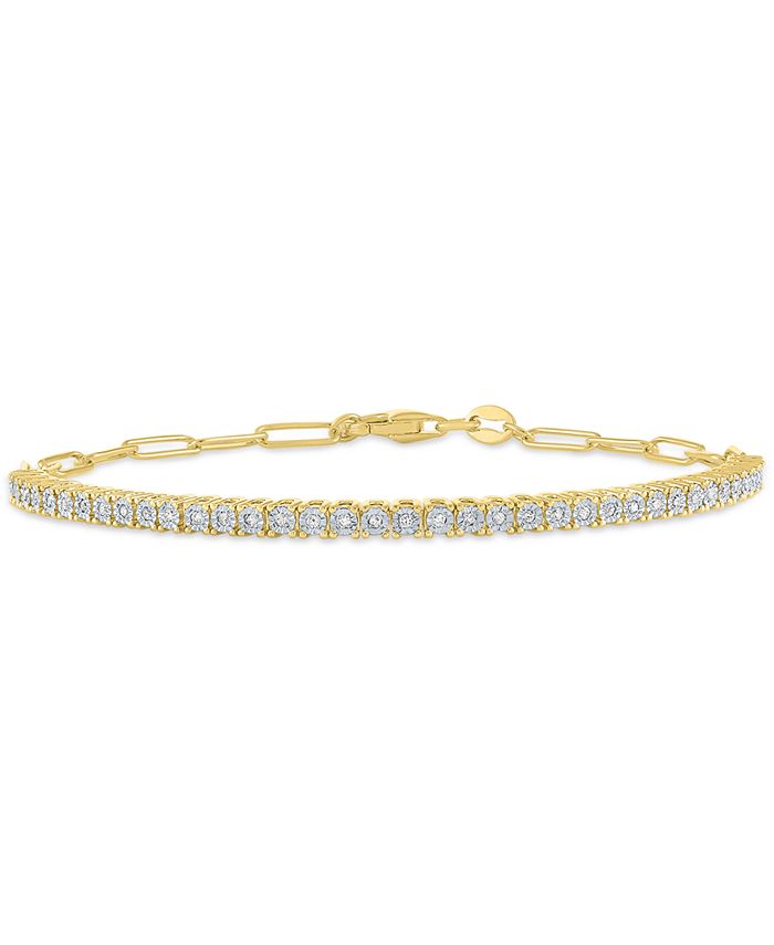 Macy's 2Pc. Diamond & Paperclip Link Bracelets (1/4 ct. t.w.) in 14k
