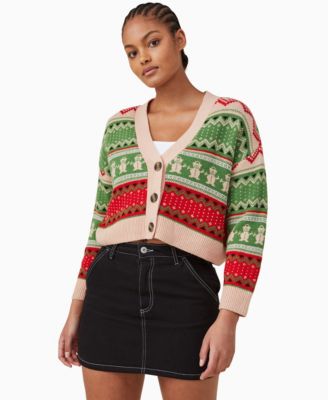 Cropped christmas cardigan sale