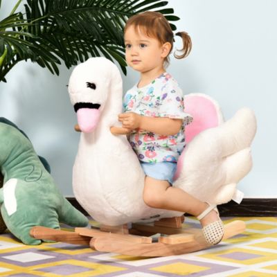 Baby Rocking Horse, Plush Animal Rocker w/ Realistic Sound, Pedals