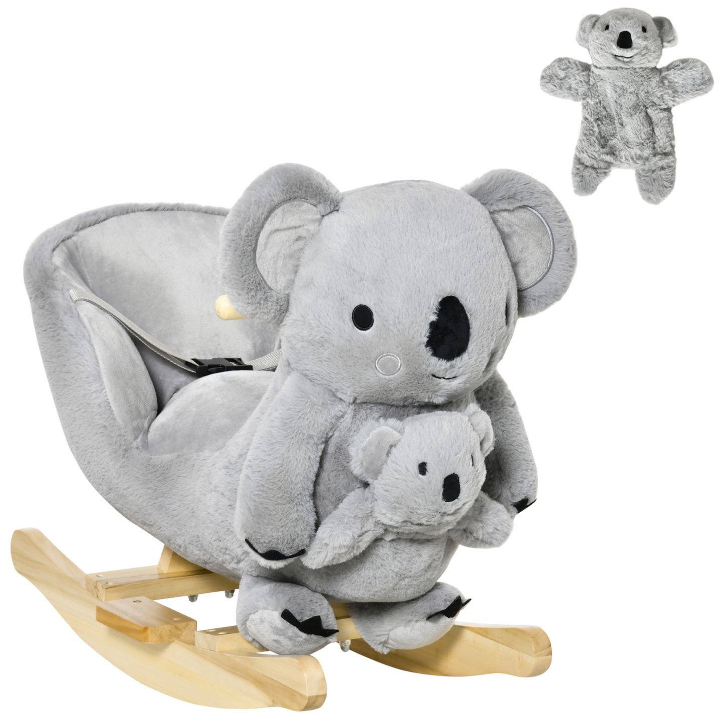 Детская игрушка Qaba Koala Ride-On Rocking Horse with Sounds, 99-lb. Capacity, Ages 18-36 Months — фото 1