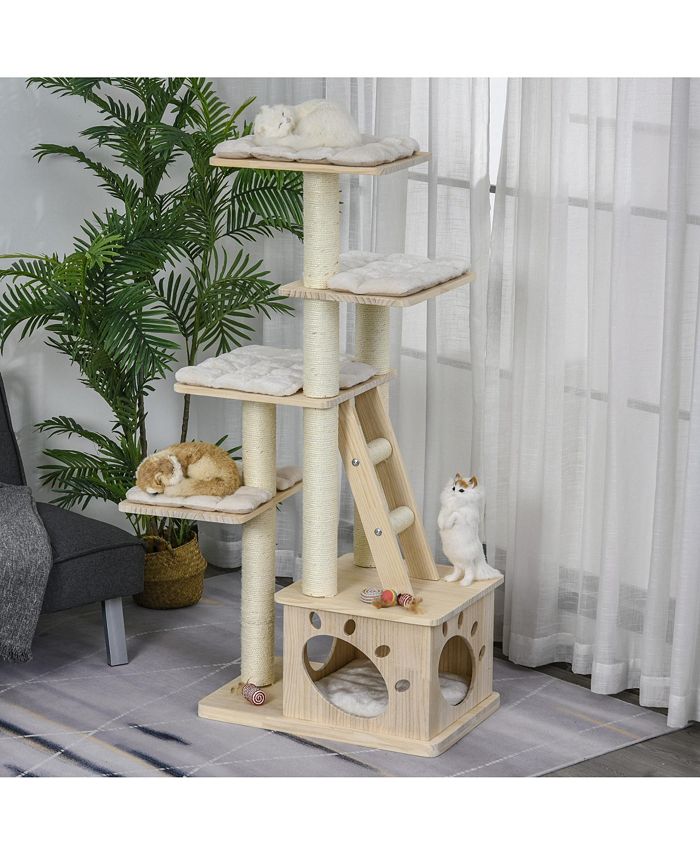 PawHut 5Level Cat Activity Tower Condo with Kitten Fun Ladder Soft Cushion Macy's