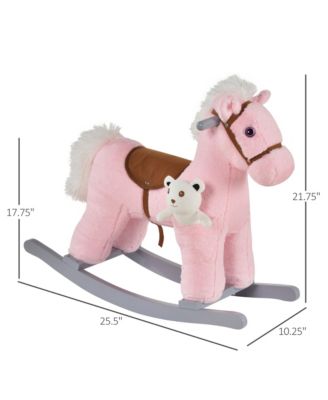 Kids Plush Ride-On Rocking Horse Toy Chair w/ Soft Plush Toy
