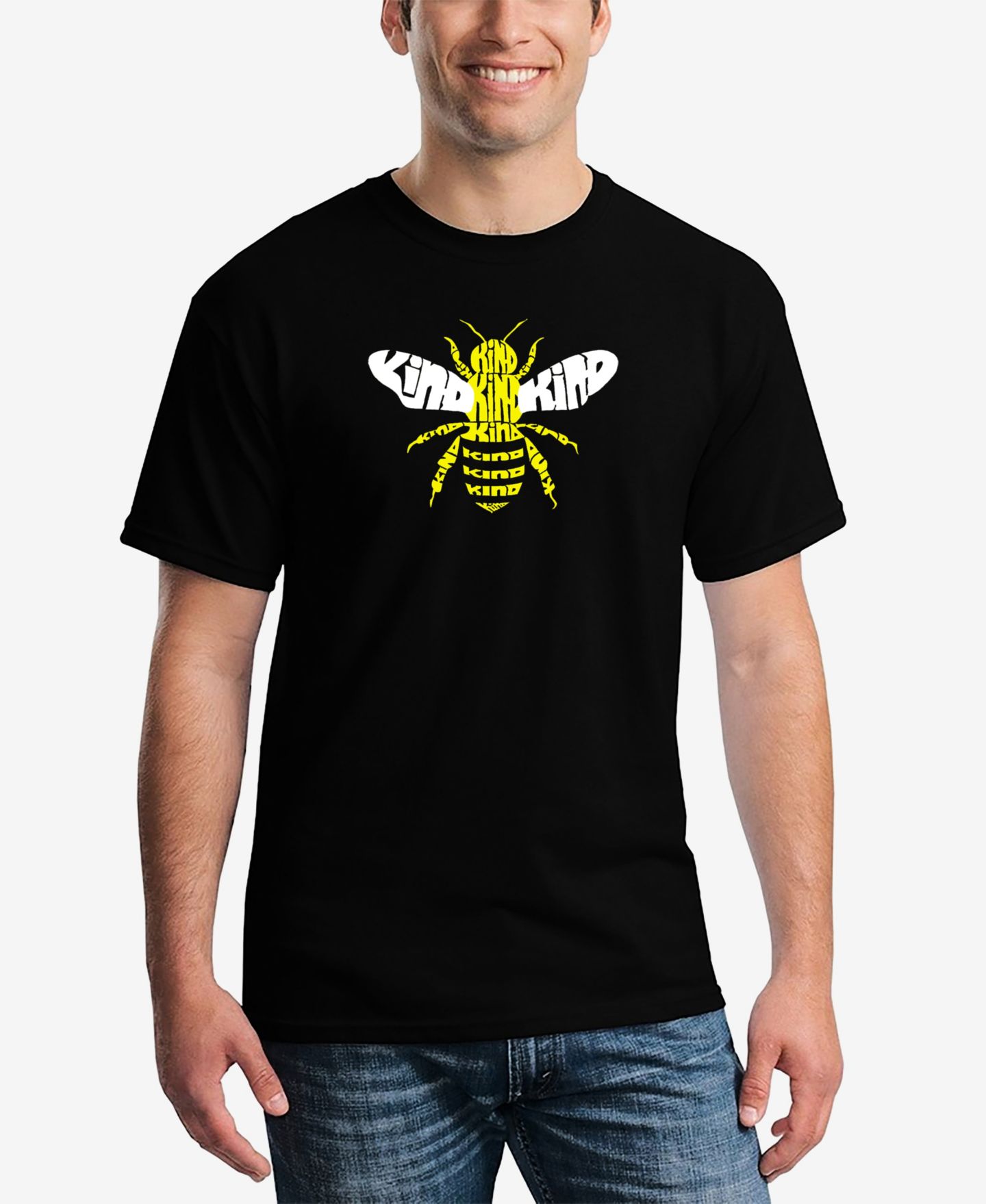 Мужская футболка LA Pop Art Bee Kind Word Art Short Sleeve, цвет: Чёрный — фото 1